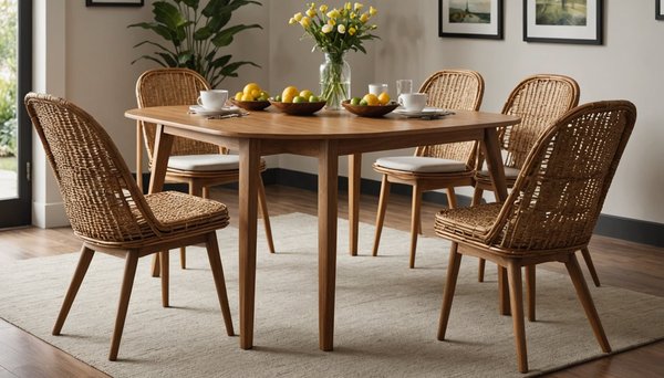 Styles contemporains de chaises en teck et rotin pour salle à manger